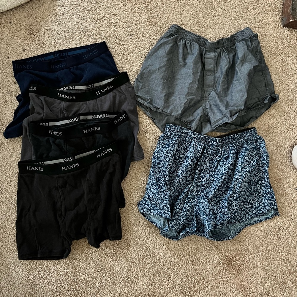 Hanes Men's Boxer Shorts Set - Black, Gray, Blue
